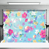 Aperturee - Aperturee Blue Painted Color Floral Bubbles Combo Set Backdrop